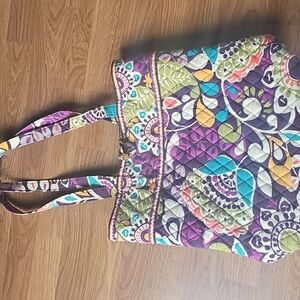 Vera Bradley Plum Crazy Purple Teal Paisley Print Quilted Large Shoulder Tote
